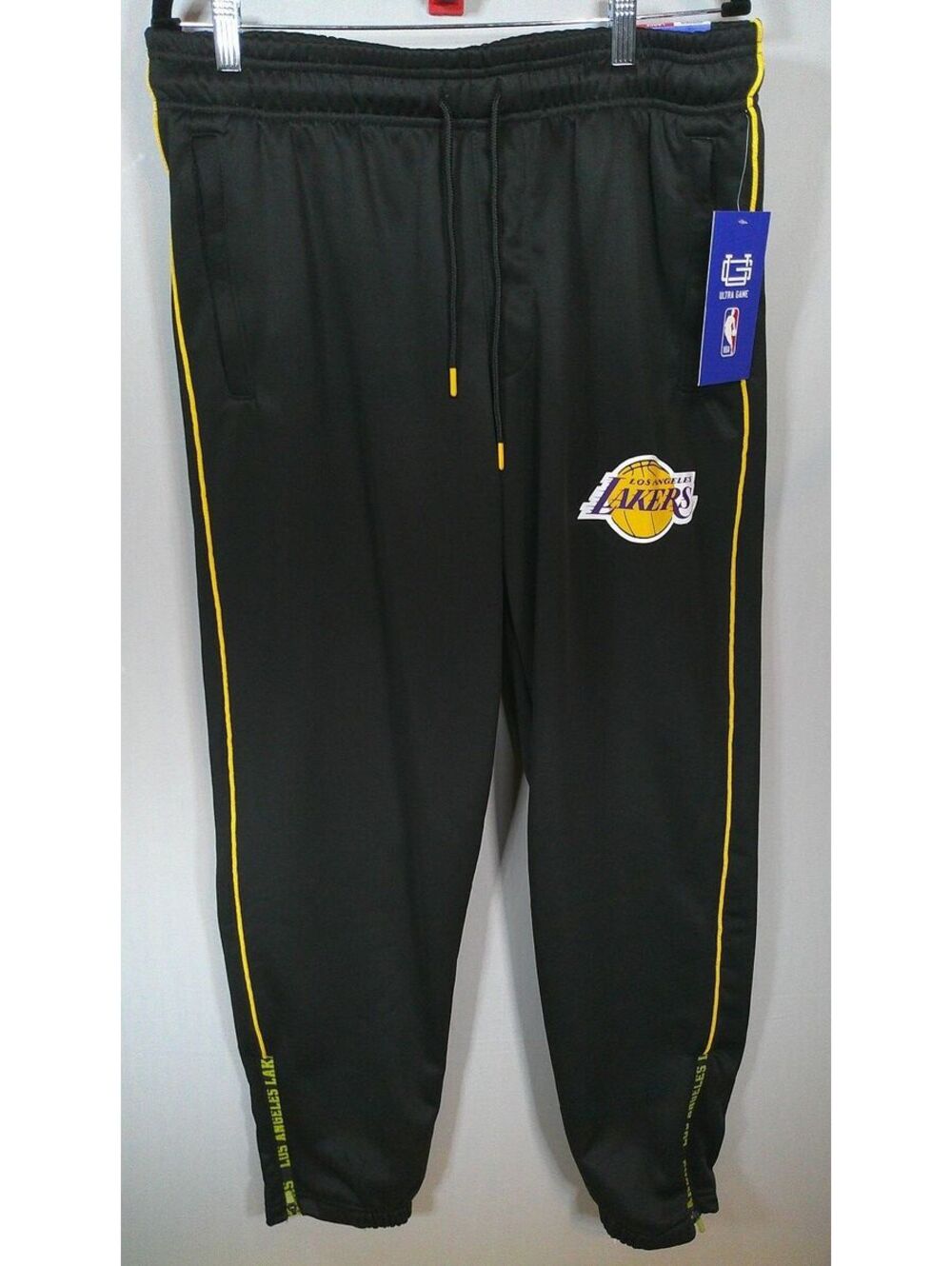 Ultra Game NBA Los Angeles Lakers Black Track Pants with Y2K